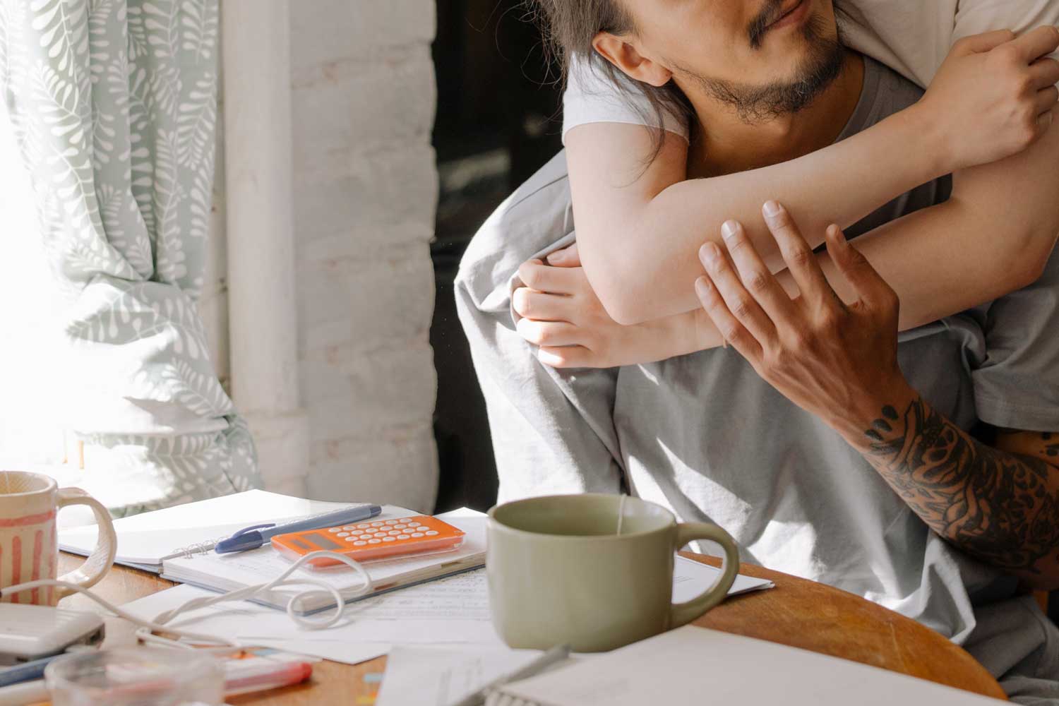 couple comfortable inside home