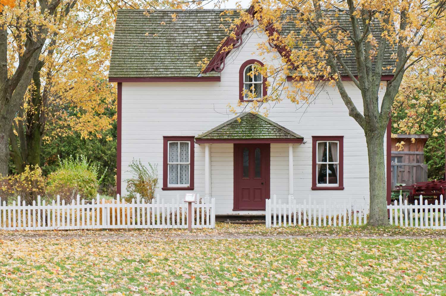 small home in the fall near metro Atlanta, Georgia