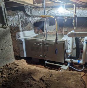 HVAC unit installed in basement of home in Kennesaw, GA